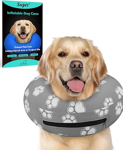 Supet - Collar inflable de cono para perro, collar de dona para cuello de perros, collar isabelino de recuperación para esterilizar, cono suave para