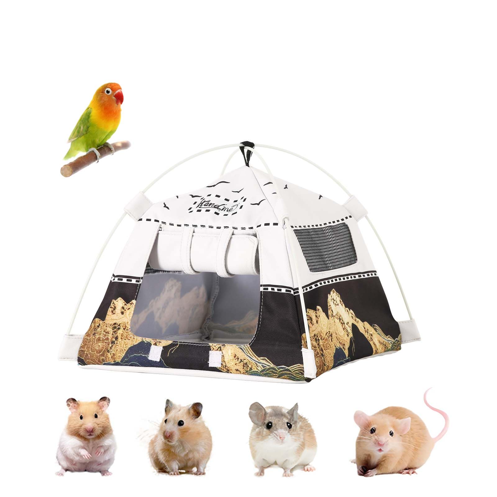 ITANDME Hamster Mini Camping Tent Hideout, Syrian Hamster Tent House Rat Bed Without Installing, Lightweight & Easy to Clean, Suitable for Mouse,