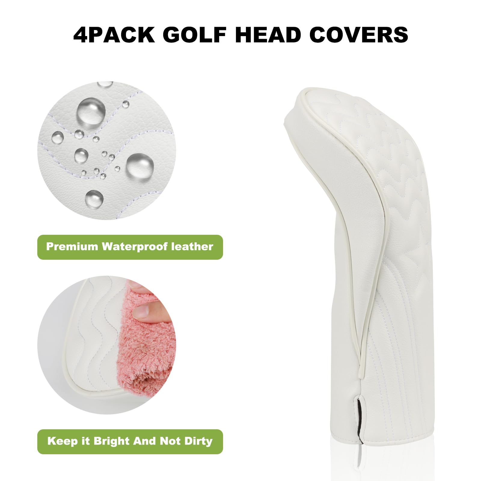 Protezione Per Mazze Da Golf, Golf Grower Cap Cover Golf Forniture da golf Copertura Cappuccio Copertura PU Copertina in pelle PU Copertina Personalizzata (Size : Black White
