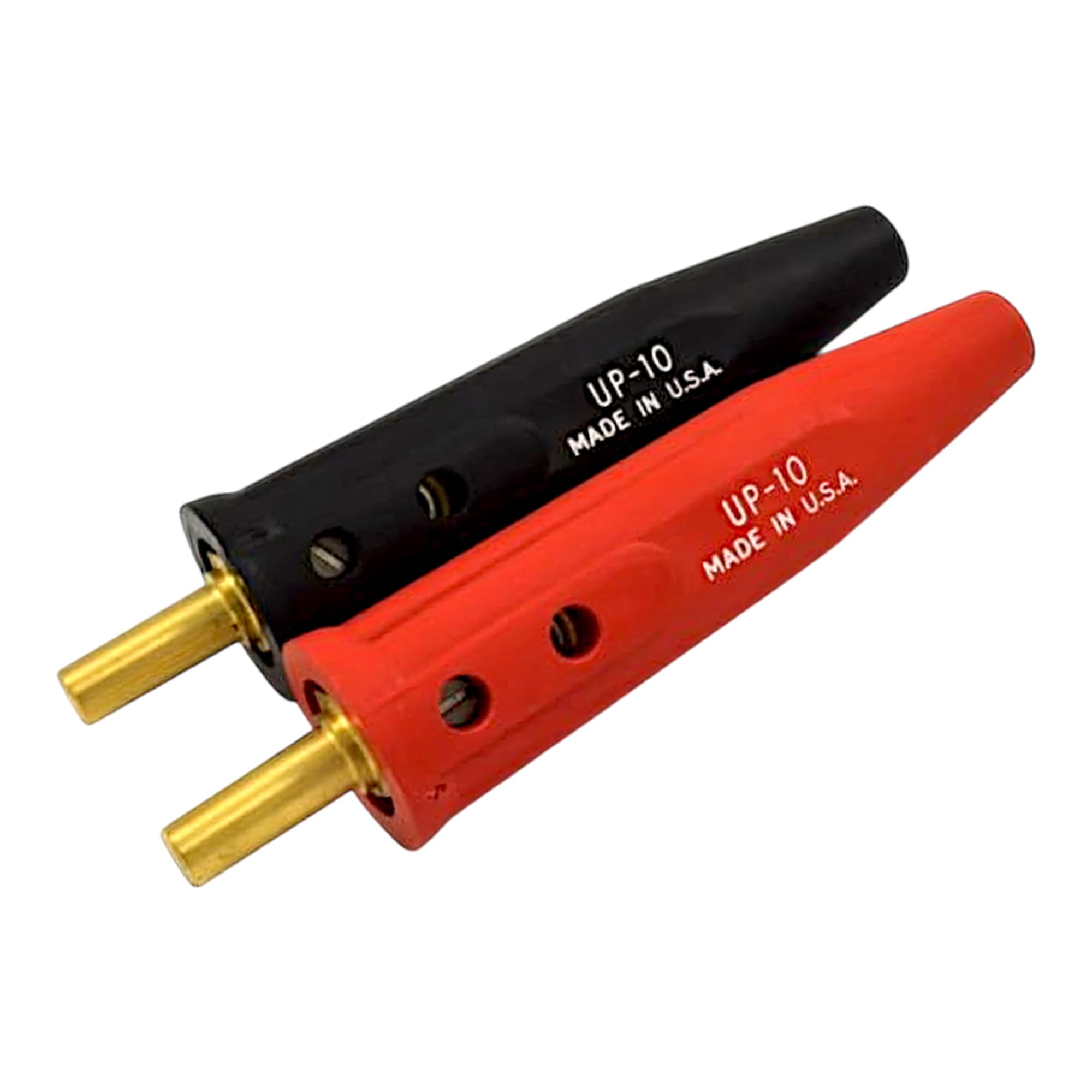 Lenco UP-10 - Coppia di connettori conici per cavi da saldare, colore: nero (05270) e rosso (05271), adatto per cavi di saldatura da 4 a 1/0, stile spina conica lunga, made in USA