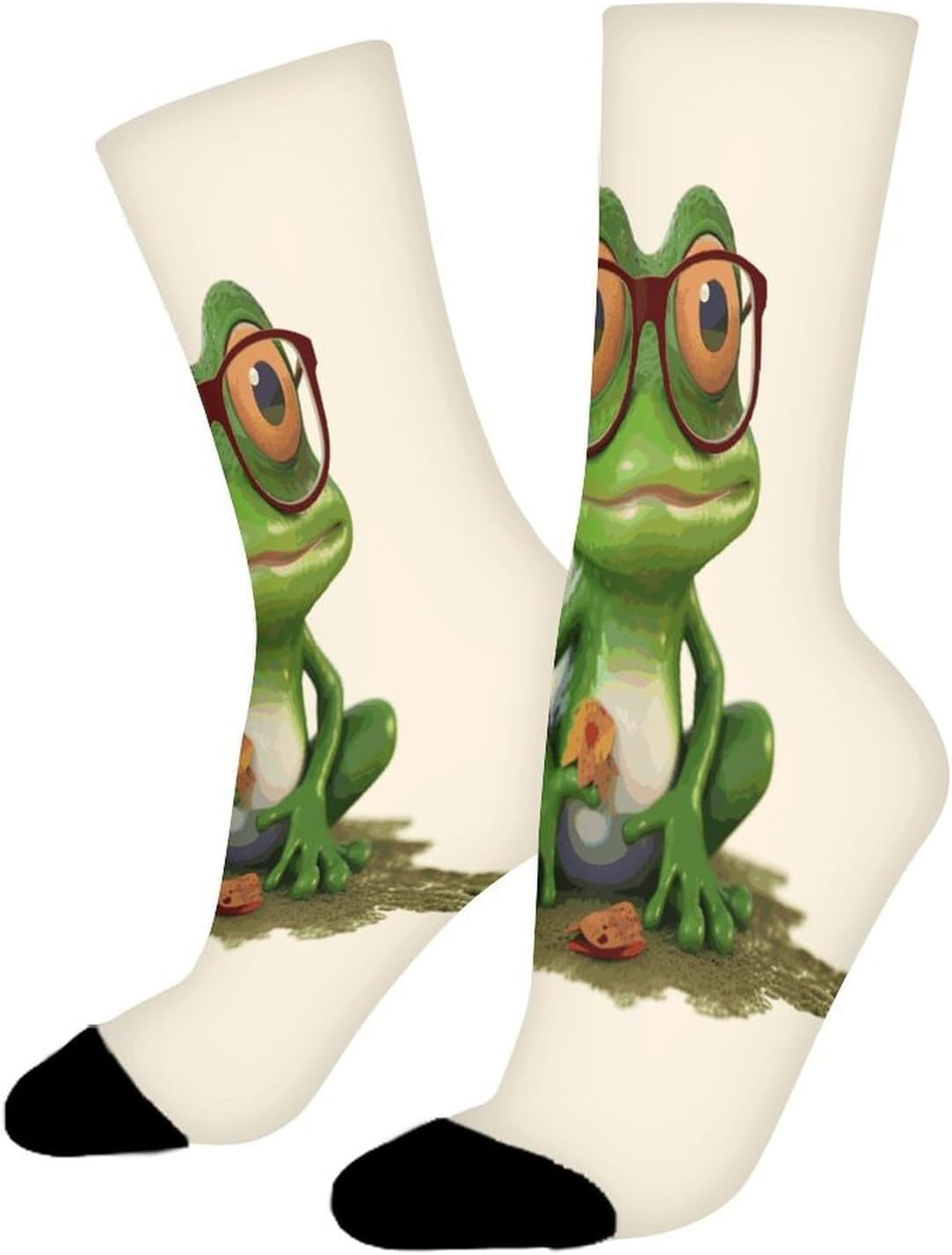 Frog Wearing Glasses Crew Sock High Stocking Grippy Socks | Socks for Men & Women,Stockings-Long Thin Tube Sports, Breathable Soft Athletic for Nurses,Travel