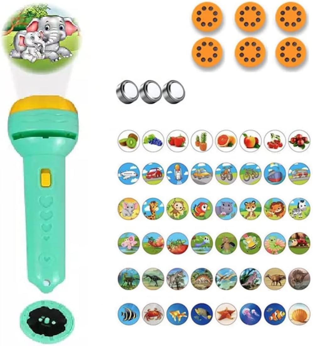 6 Slides 48 Pictures Clear Projection Slide Flashlight Projector Torch for Kids,Mini Flash Light Projector Toys for Kids,Lighting Toys for Kids(Random Slides–Multicolor)
