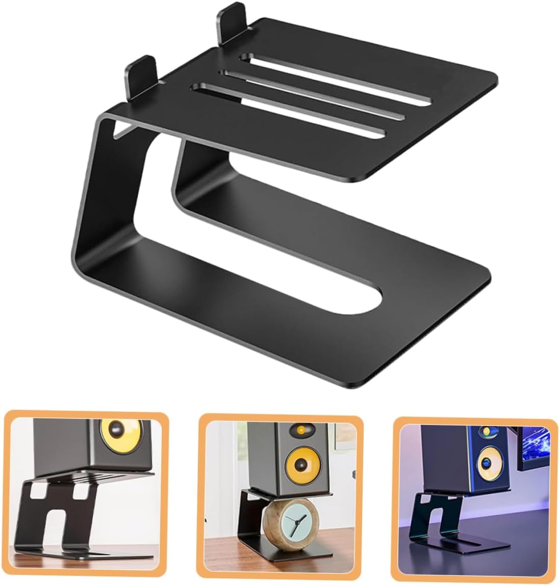 Desktop Speaker Metal Stand Sturdy Riser for Bookshelf Monitor Speakers Easy Installation Artfully Designed for Home Office Use Metal Construction Space-Saving Design