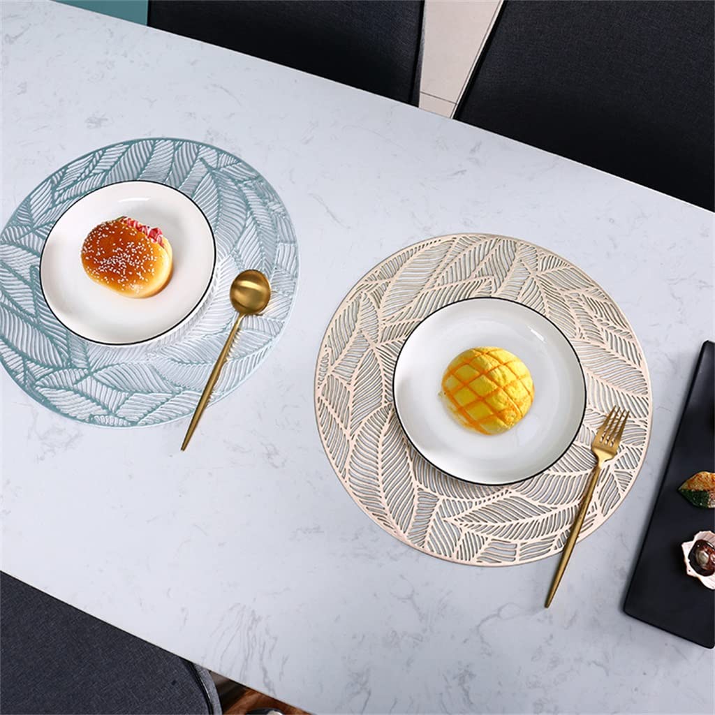Moderno Estilo escandinavo Redondo PVC Estampado en Caliente manteles Individuales Huecos Hojas Gruesas Posavasos de té Decorativos