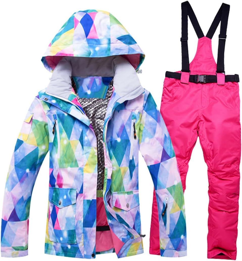 Haitpant Women Winter Snow Jacket Ski Suit Snow Jacket and Pants Windproof Waterproof Colorful Snowboard Sets