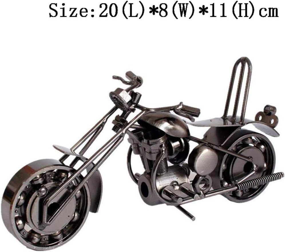 Vintage Handmade Motorcycle Model,Wrought Iron Statues Crafts Metal Decoration,Creative Gifts for Home Decor Motor Lovers Kids Black A 20x11x8cm(8x4x3inch) Gift
