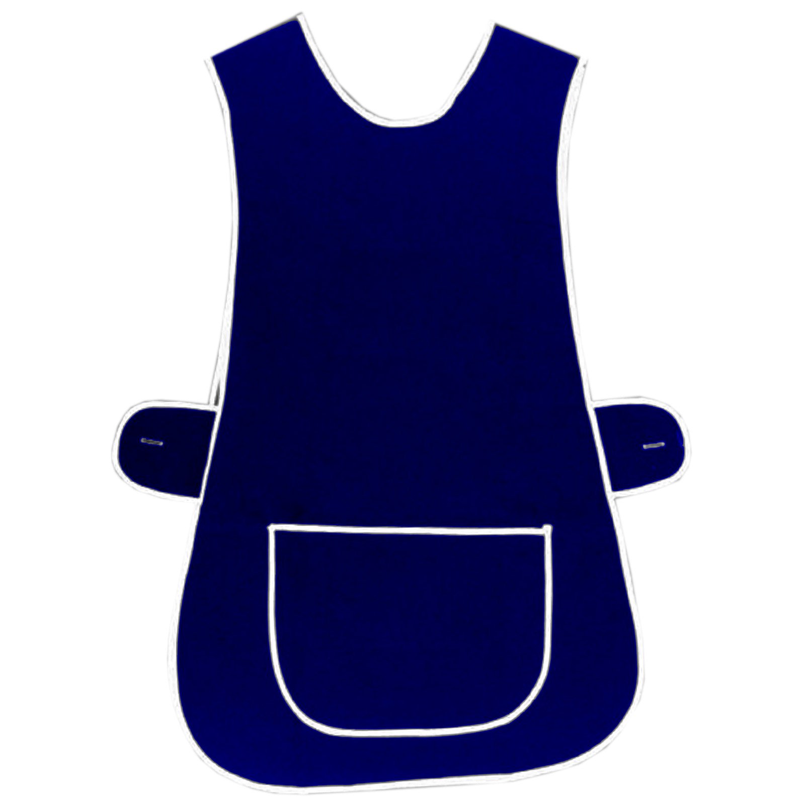 Myshoestore Women's Navy Tabard Apron With Pocket, Polycotton Work Overall With White Piping, Kitchen Cleaning Chef Catering Workwear (, Xxxos)