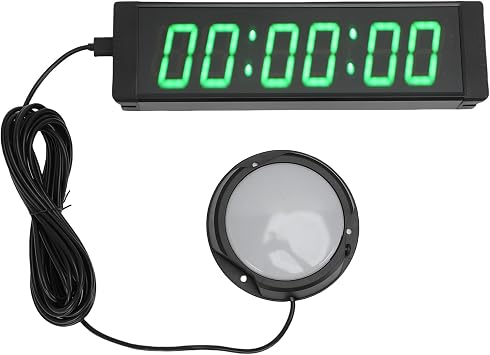 Luqeeg Gym Timer 1.5" Clear 6 Digit Display LED Race Time Meter Clock 3 Function Digital Wall Clock with Professional Circuit Board and Remote Control for Home Gym, Garage, Boxing