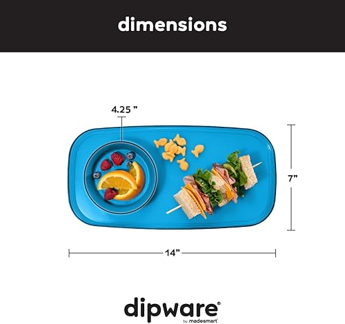 Miniatura 3 de madesmart Dipware - Bandeja pequeña reutilizable para aperitivos y aperitivos, plato pequeño apto para alimentos con cuenco de inmersión extraíble,