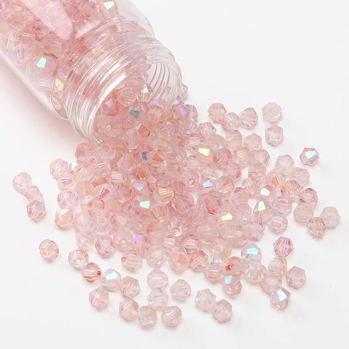 HUIOYG 130pcs 4mm Bicone Beads Crystal Loose Spacer Beads for Bracelet Making