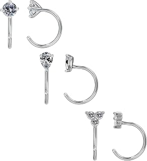 3-4 Pairs 14K Gold Stay Close Hoop Huggie Half Hoop Earrings Minimalist Tiny Cartilage Helix Open Hugging for Women Hypoallergenic 316L Stainless Steel Jewelry Set Trending Valentine's Day Gifts (A29)