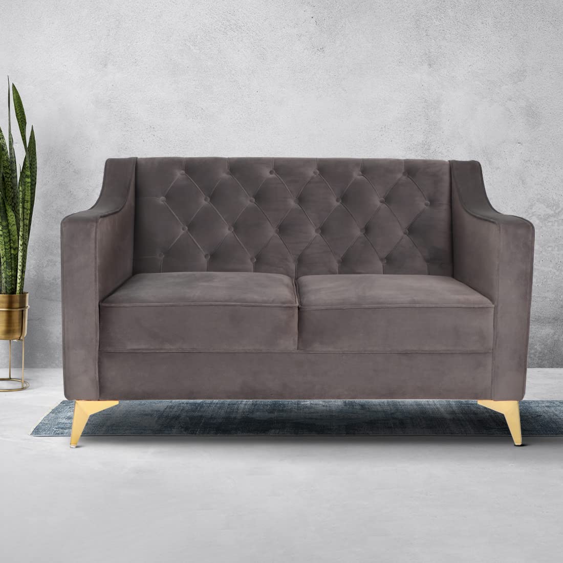 EVOK Tesoro New Fabric Sofa 2 Seater in Grey Color Lite Amazon.in