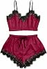 Pajamas for Women Set Sexy Lace Trim Satin Cami Top Shorts 2 Piece Lingerie Set Soft Comfy Sleepwear Ladies Nightwear