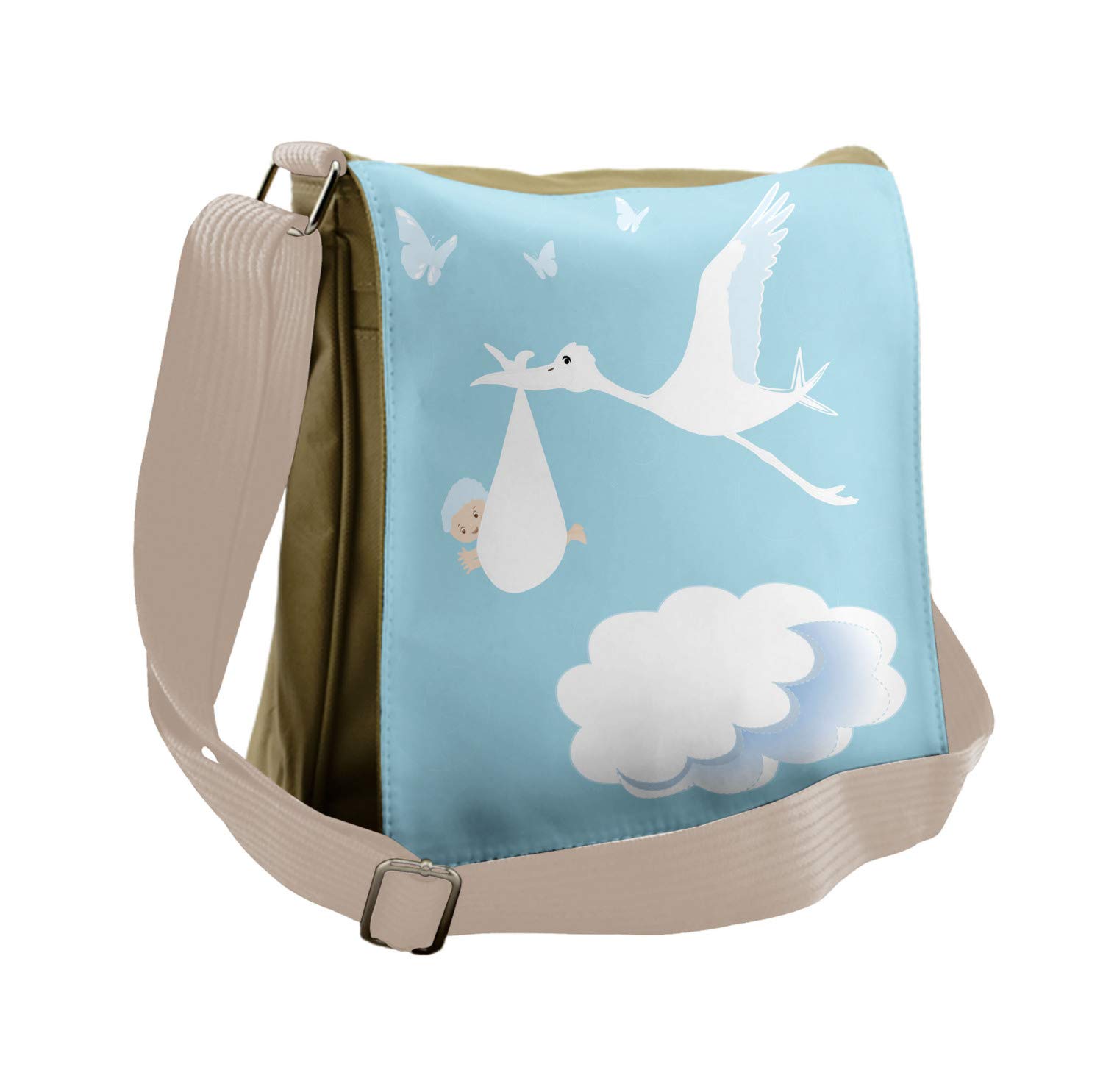 LunarableParty Messenger Bag, Stork Carrying, Unisex Cross-body