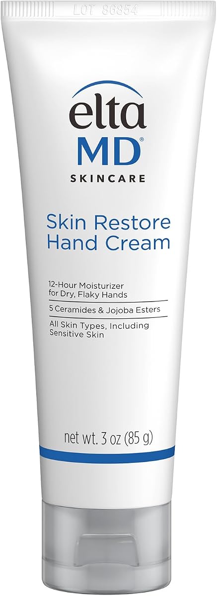 EltaMD Skin Restore Hand Cream, Ceramide Moisturizer for Dry Skin, 2.5 oz | Repairs Dry, Cracked, Chapped Hands, Made with Ceramides and Hyaluronic Acid, Dermatologist Recommended, Fragrance-Free