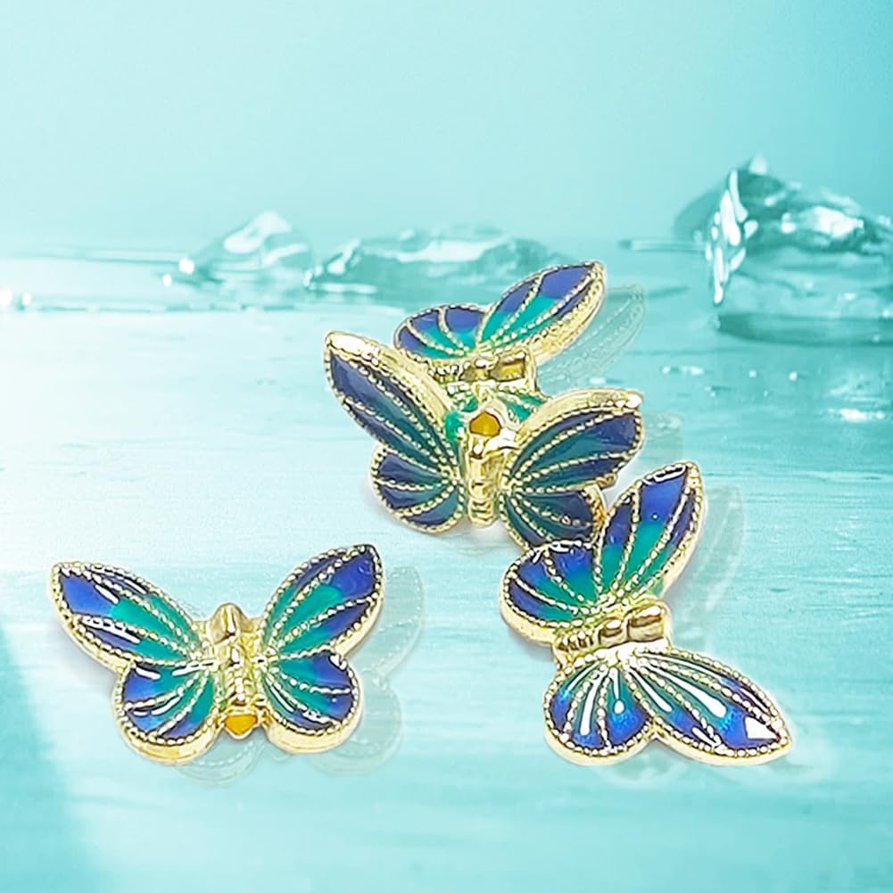 Butterfly Beads, 20 Pcs Mini Butterflies for Crafts, Bracelet Beads Butterfly Charm Cloisonne Creativity for Bracelets Blue DIY Jewelry Alloy Charms for Jewelry Making - Image 5