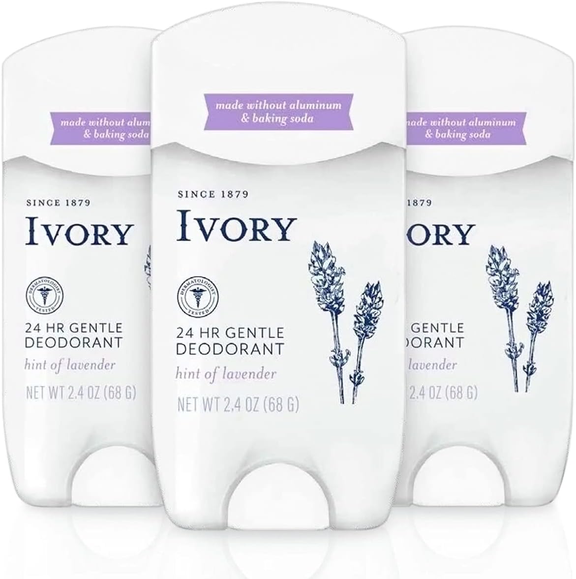 Deodorant, Hint of Lavender, 2.4 Ounce (Pack of 3)