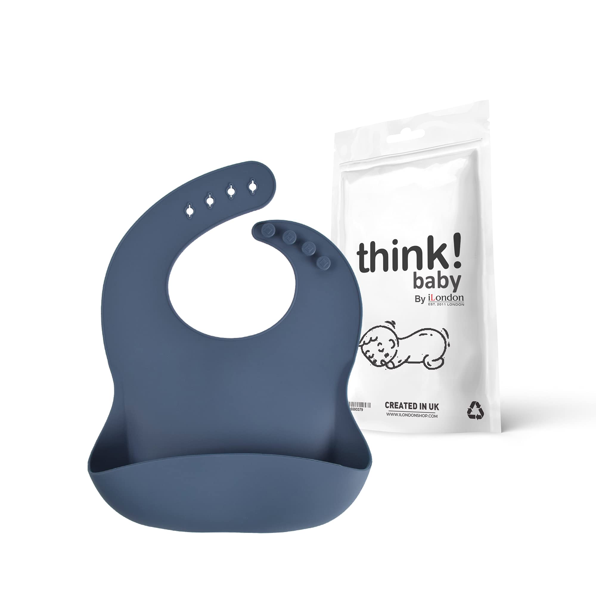 Think Baby ® Silicone Baby Bib - Non Toxic BPA Free - Waterproof For Mess Free Mealtime & Easy Clean Up - Adjustable Size Soft Silicone - Feeding Bibs for Toddler & Baby Weaning product Cherry or Blue