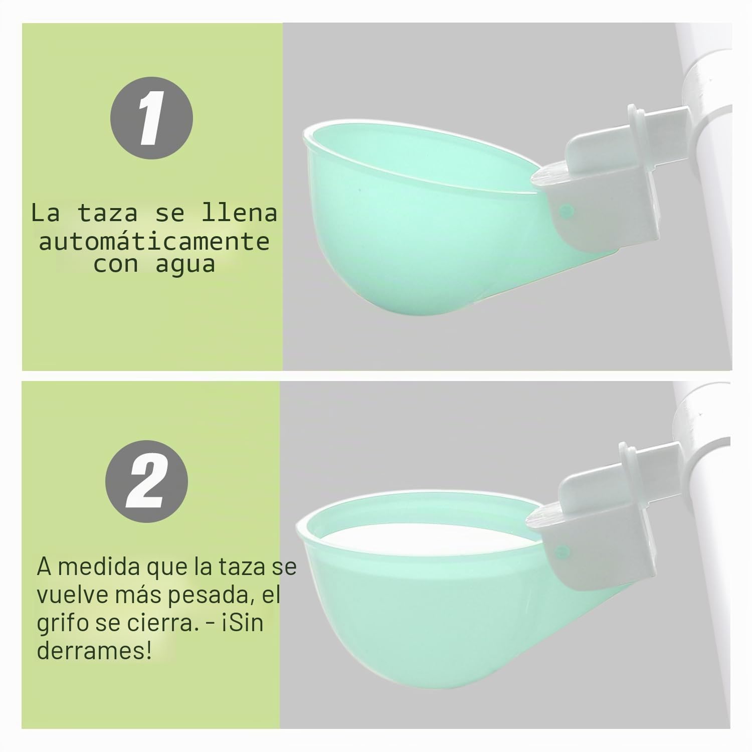 8 unidades de tazas de agua para pollo con accesorios de PVC en T para tubo de 1/2 pulgada, sistema automático de riego de pollo, anti-fugas, contiene un 50% más de agua, adecuado para pollos, patos