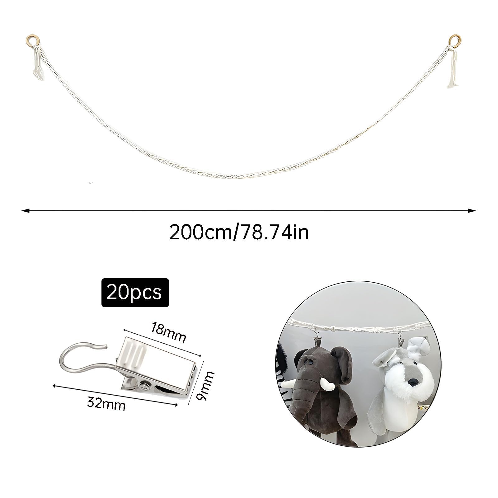 Amaca Portaoggetti in Legno per Peluche, Cappelli, Calzini, Biglietti di Natale