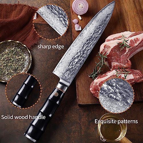 Kimfeng Handmade Damascus Chef Knife 67-Layer Damascus Kitchen Knife Professional Vg10 Stainless Steel Cooking Cleaver Ergonomic Black Handle 8 Inch Chef's Knives Gift Box #TOP1