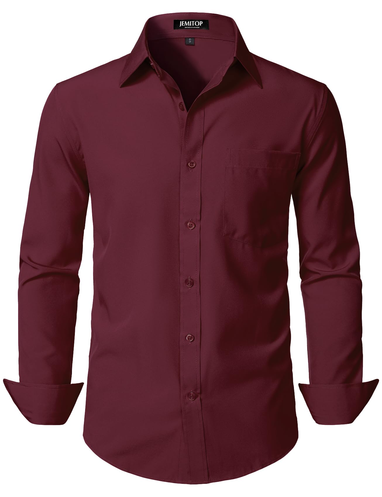 JEMITOP Men's Stretch Regular Fit Long Sleeve Dress Shirts Business Casual Button Down Shirts with Pocket