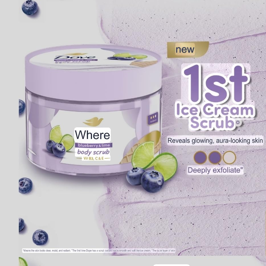 Dove Lime Berry Body Scrub, Triple Vitamin Formula with Gentle Exfoliating Beads 280g, Green, Berry - Image 2