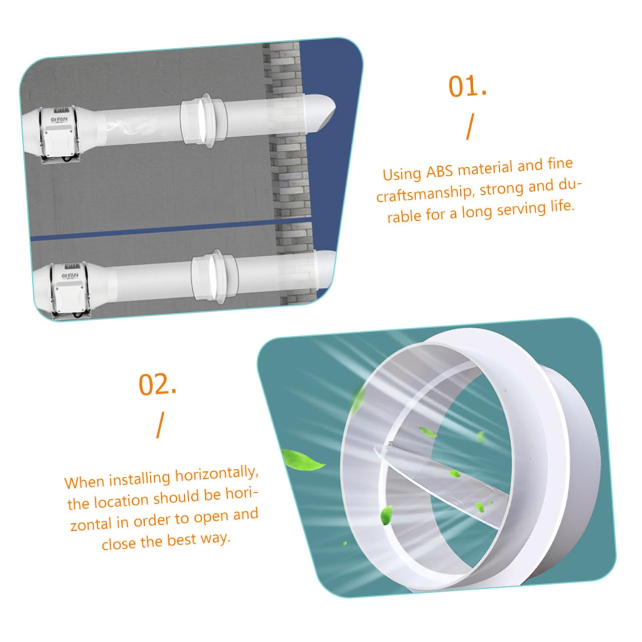 Tofficu 5 Stück Duct Connector mit Rückflussverhinderer Material Einfache Installation für Klimaanlagen und Abluftventilatoren Effektiver Luftstromblocker für Gewerbliche und Private