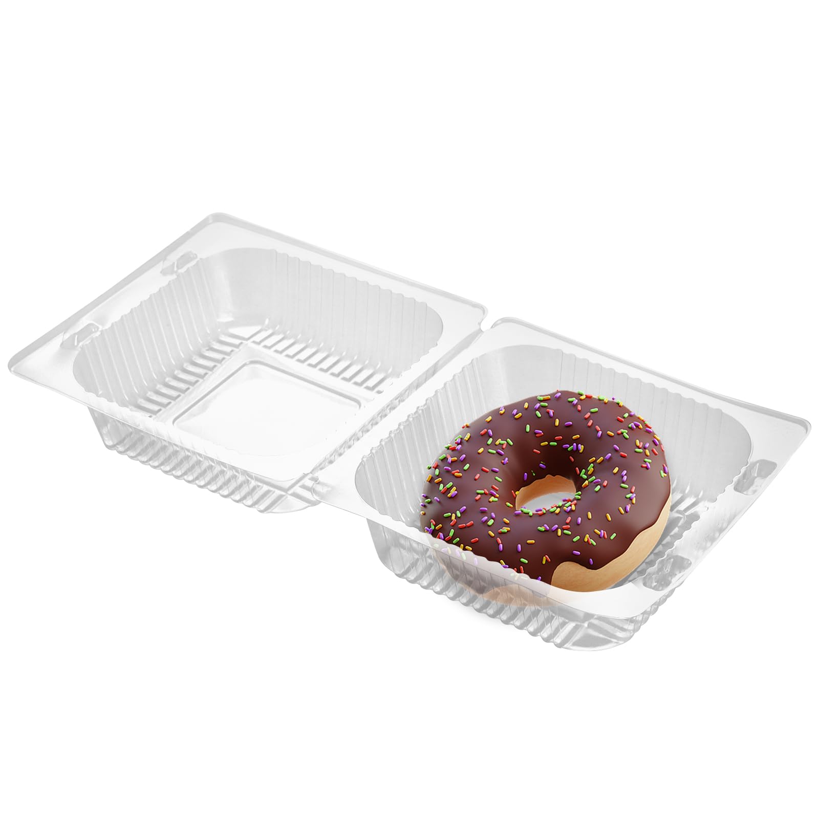 SINJEUN 200 scatole per torte da 13 cm, contenitori singoli trasparenti per cupcake, piccole scatole quadrate con coperchio, per porzioni di torte, pane, hamburger, panini, dessert