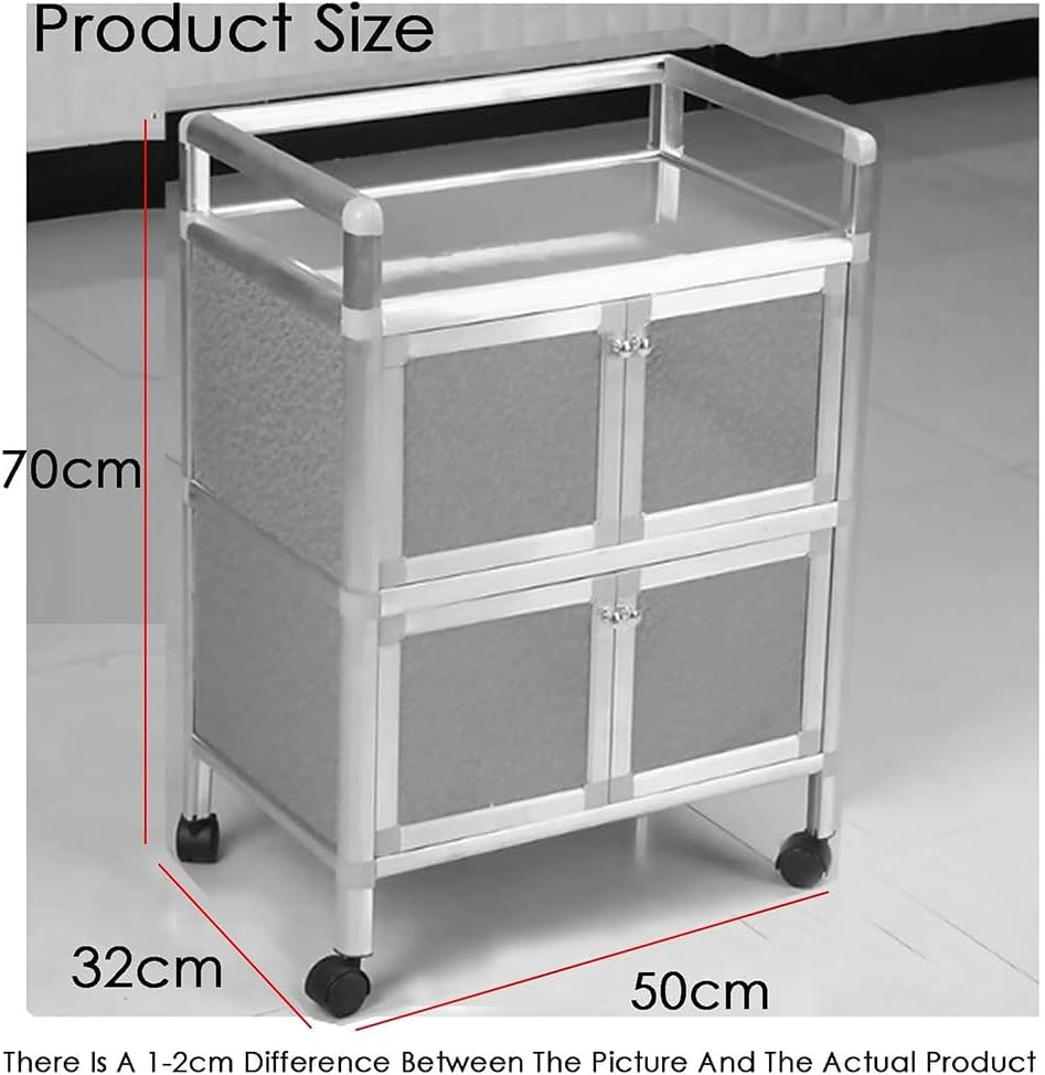 Utility Salon Trolley with Wheels, Rolling Lab Cart for Beauty Salon, Salon Trolley Cart with 4 Cabinet Doors, Table Work Station, Multifunctional Utili,Pink