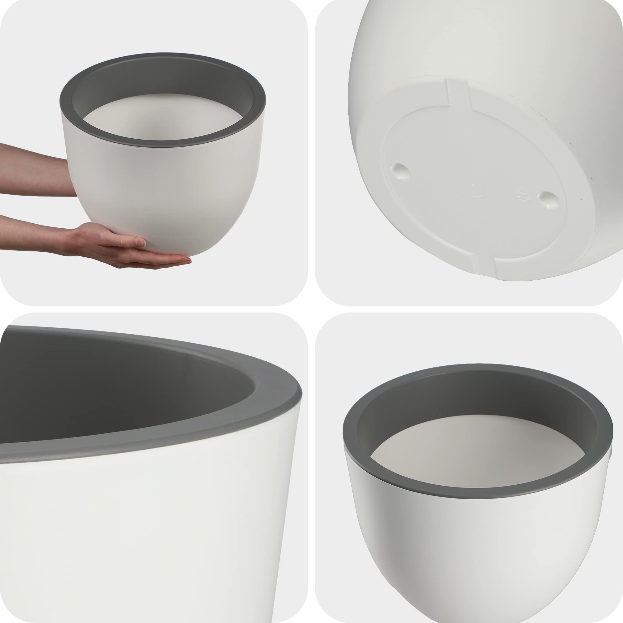KADAX Pot De Fleurs Décoratif Avec Insert Intérieur - Rond - En Plastique - Pour L'intérieur Et