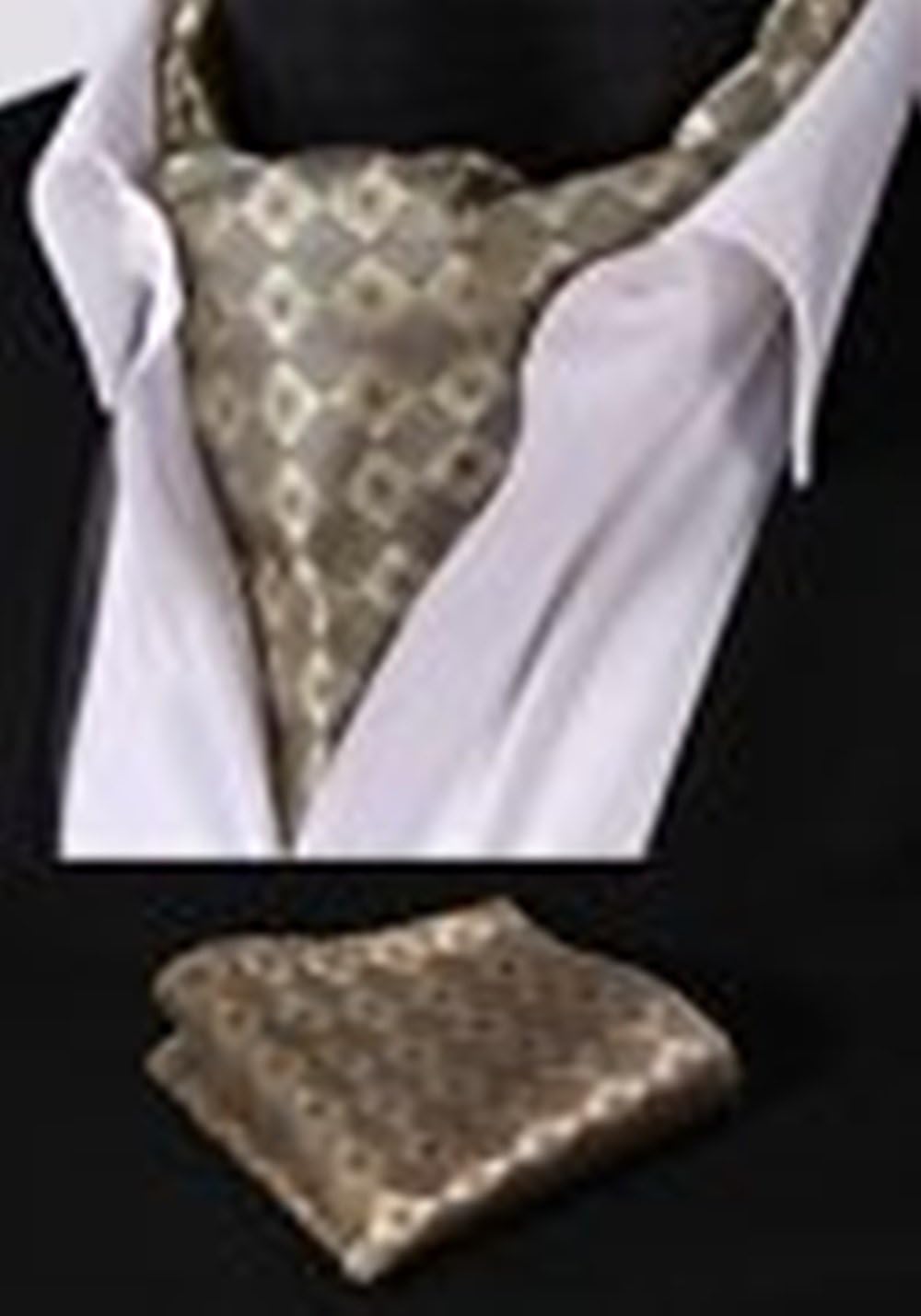 Banana Republican STAF205Z Brown Wheat Check Silk Cravat Scarves Ascot Hanky Handkerchief Set #BR5157