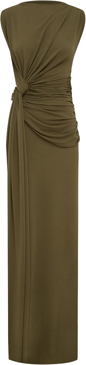 Alex Perry Sleeveless Twist Gown in Olive — GlamoraStyles