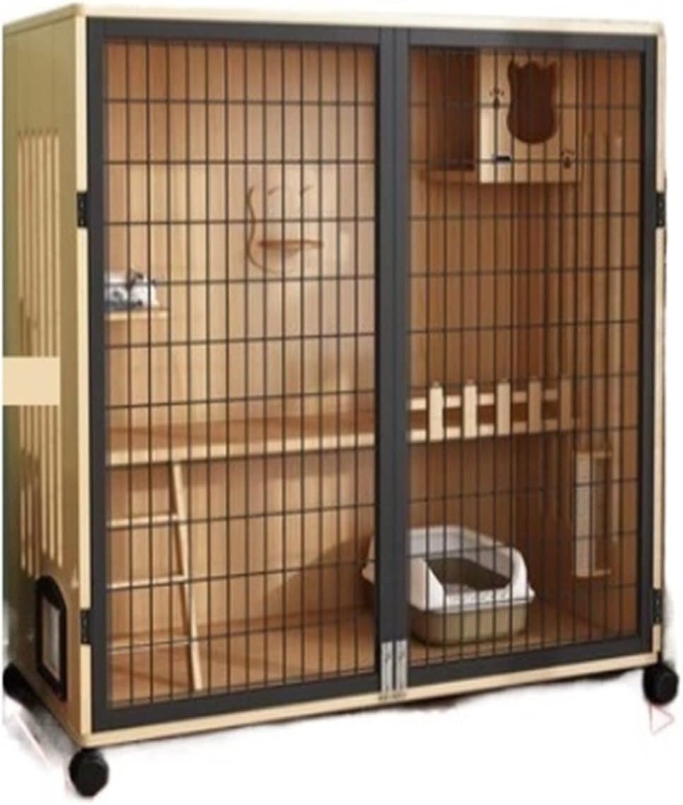 TOMYEUS Outdoor Cat Enclosure Cat Villa Indoor Cat Room Home Cat House Oversized Free Space Cat Cabinet Cat House Cat Litter Luxury Cat Cage Cat Hut (Color : No varnish)