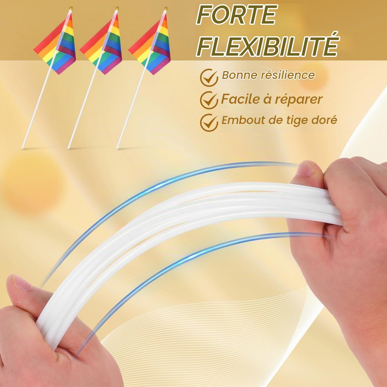Yardwe 50 PièCes MâT De Drapeau en Plastique Rigide Portable LéGer pour Bureau ÉCole RéUnion DéCoration ExtéRieure 40cm