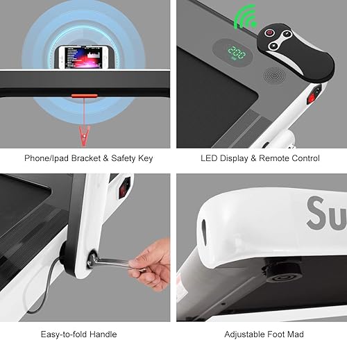 Miniatura 5 de GYMAX Caminadora, Caminadora Plegable de 2.25 HP con Aplicación Inteligente y Control Remoto, Monitor LED Bluetooth, Máquina Compacta para Correr