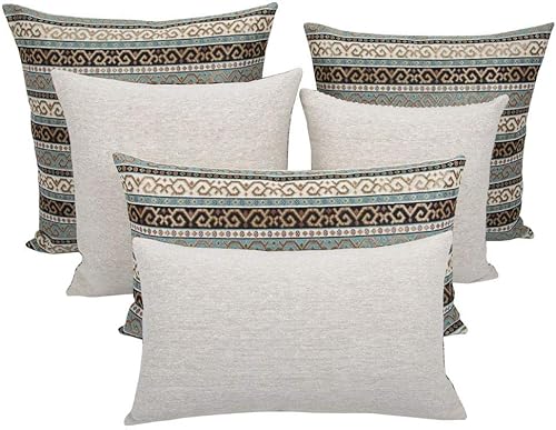 Miniatura 3 de pillowerus Fundas de almohada cuadradas bohemias turquesa y negro, almohadas decorativas Kilim de 20 x 20 pulgadas, decoración de habitación hippie