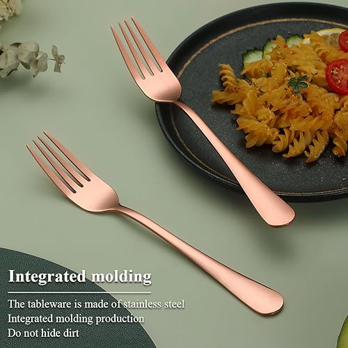 Miniatura 11 de Evanda Tenedor dorado de 12 piezas, tenedores de acero inoxidable chapado en titanio dorado de 8.07 pulgadas, tenedores para pasteles, tenedores