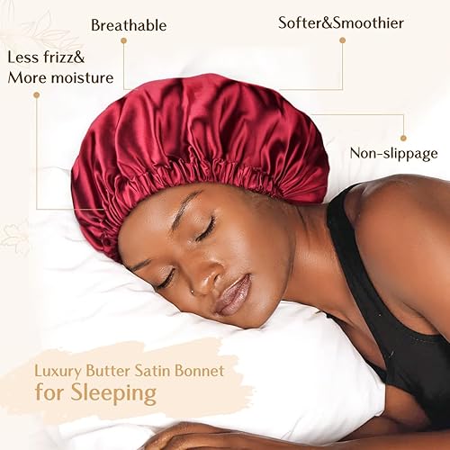 Miniatura 2 de Gorro de satén de seda para el cabello para dormir, capó para el cabello para mujeres, cabello rizado y natural