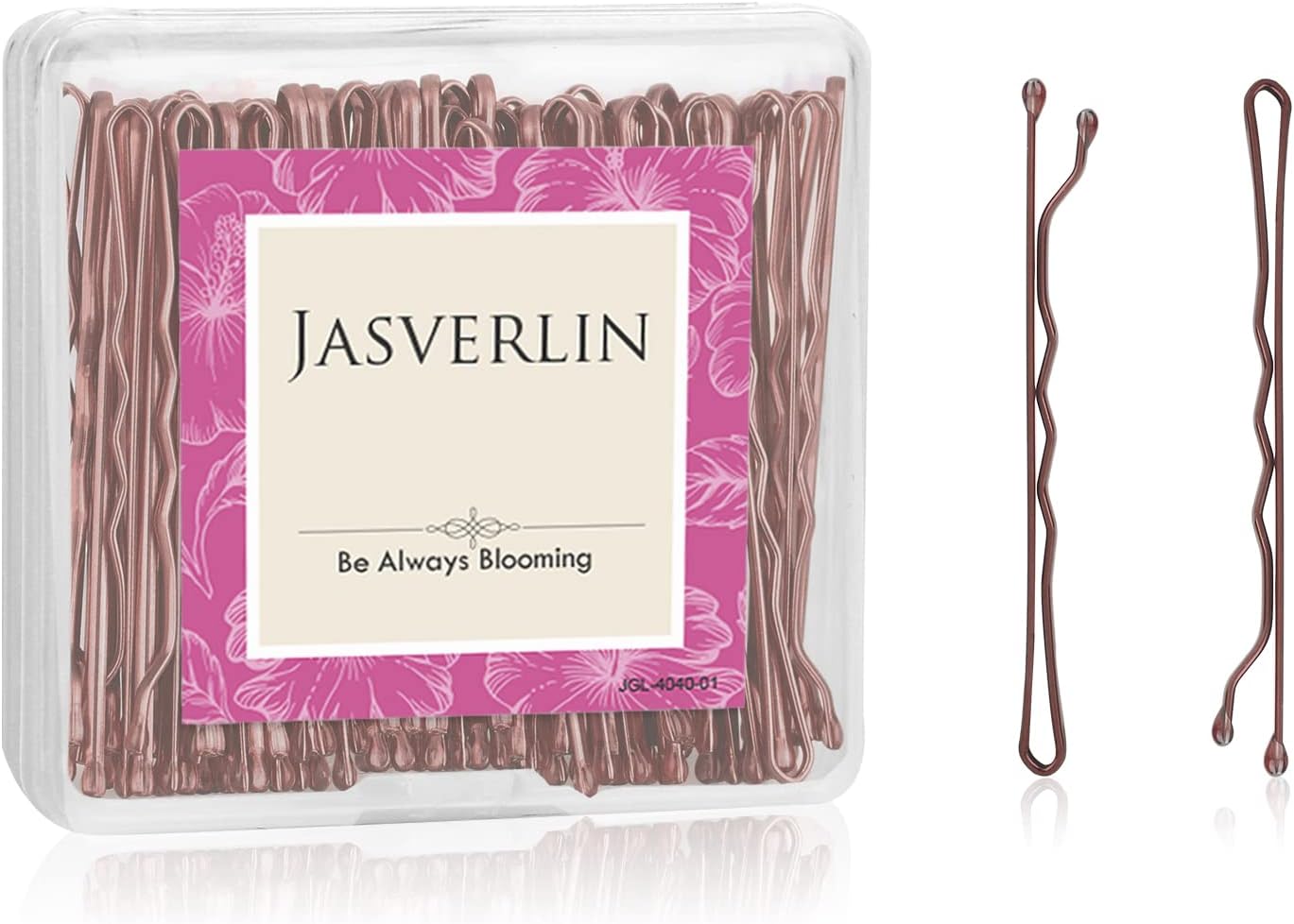 JASVERLIN Large Bobby Pins Brown Hair Clips Bun Firm Hold Slideproof Bobbi Pin Hair Accessories Bulk for Women Girls 2 3/8inch 100pcs