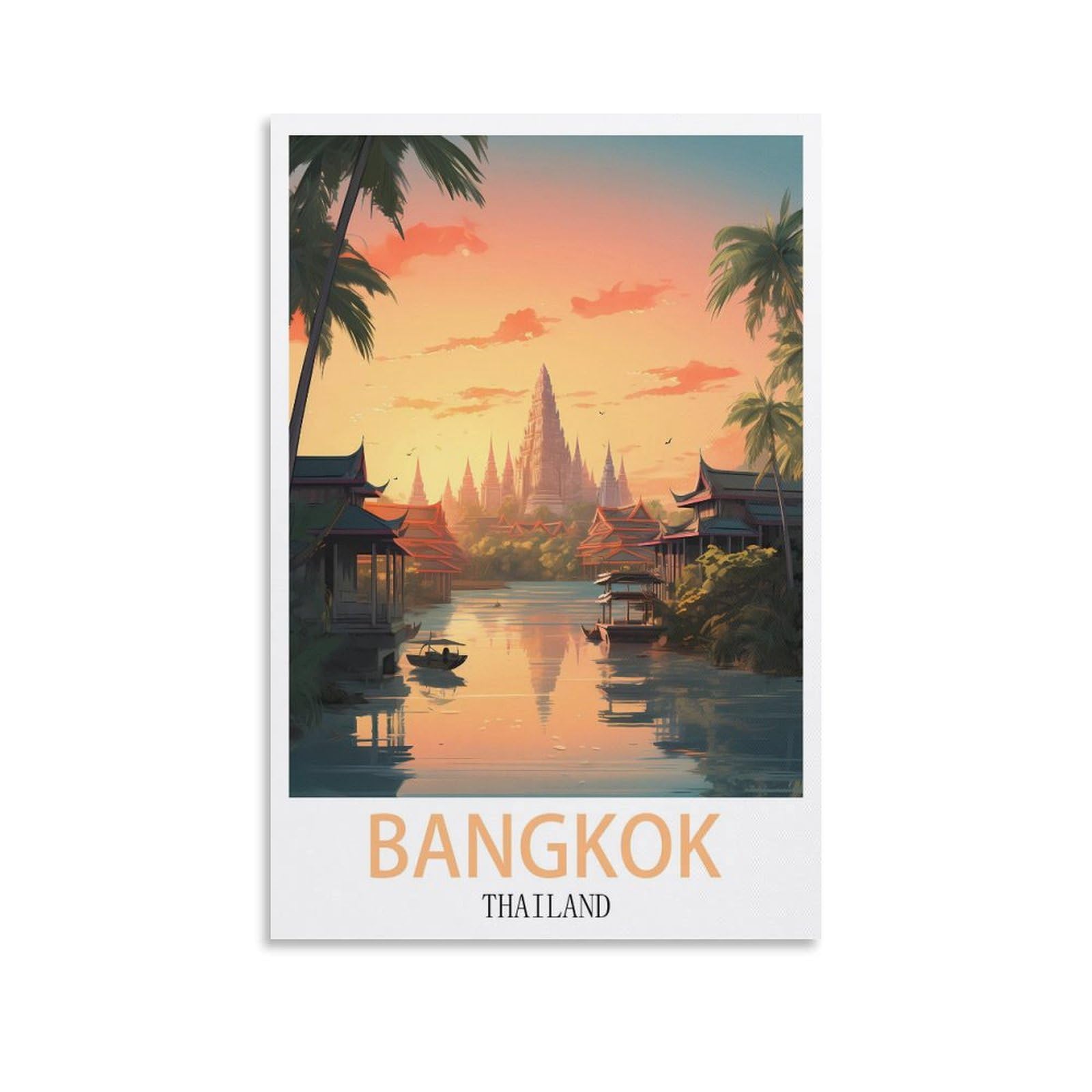 Hsayyiii Unframe-Style Bangkok Thailand Vintage Travel Poster 08X12inch(20X30cm) Canvas Art Poster And Wall Art Picture Print Bedroom Decor