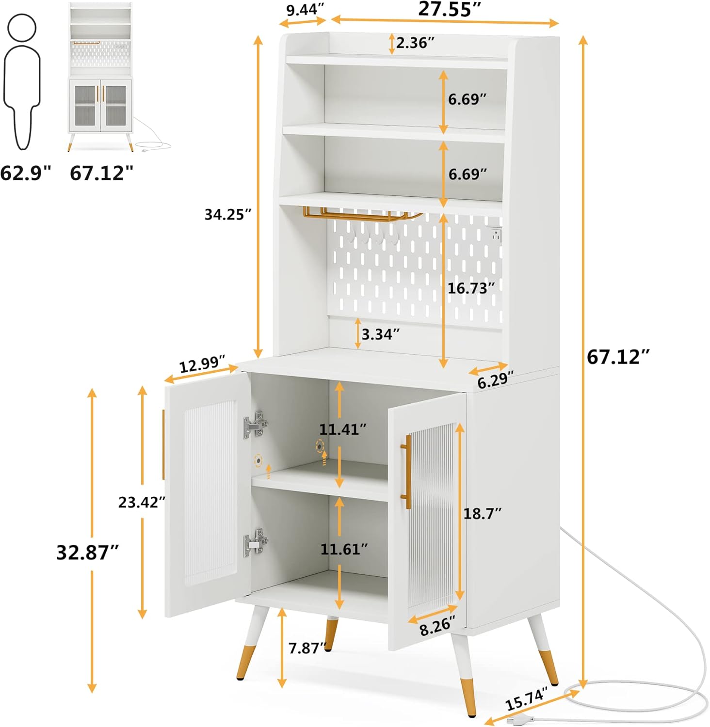 Itaar Estante Para Panaderos Con Toma De Corriente, Barra De Café De 6 Niveles, Soporte Para
