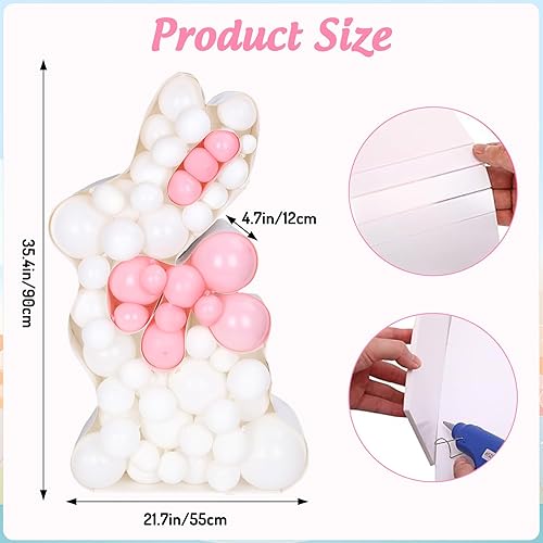 Miniatura 2 de JarThenaAMCS Marco de globo de conejo de Pascua, mosaico precortado en forma de conejo, kit de tablero de espuma con bonito telón de fondo para