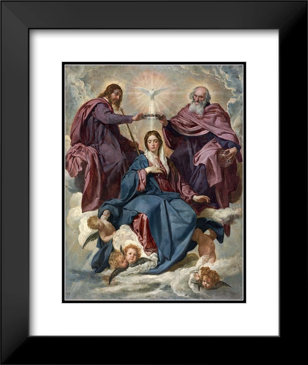 ArtDirect Diego Velázquez 19x24 Black Modern Frame and Double Matted Museum Art Print Titled - The Coronation of the Virgin (C.1635)