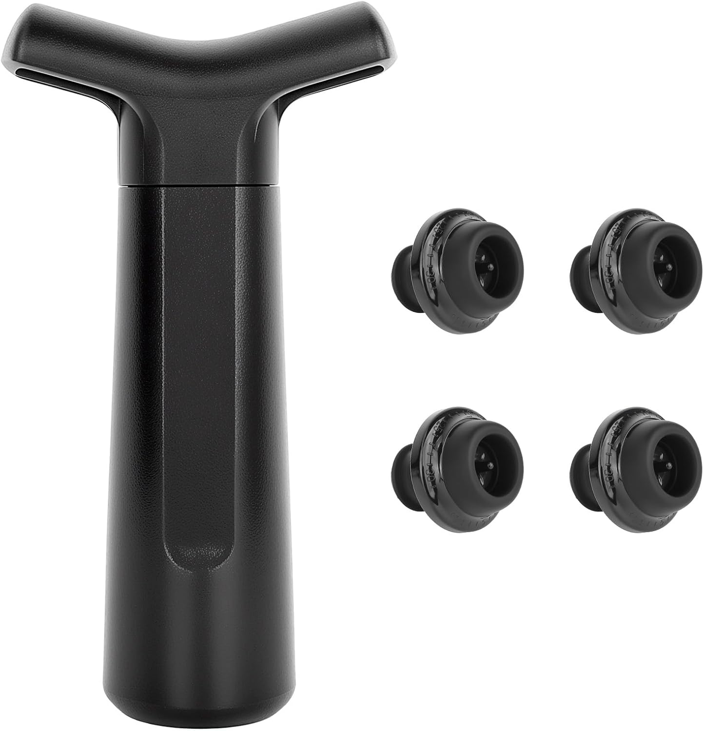 Philorn Wine Saver Pump with 4 Vacuum Stoppers, Wine Pump and Wine Vacuum Stopper, Reusable Bottle Sealer Keeps Wine Fresh for Kitchen Office Home Party, Black