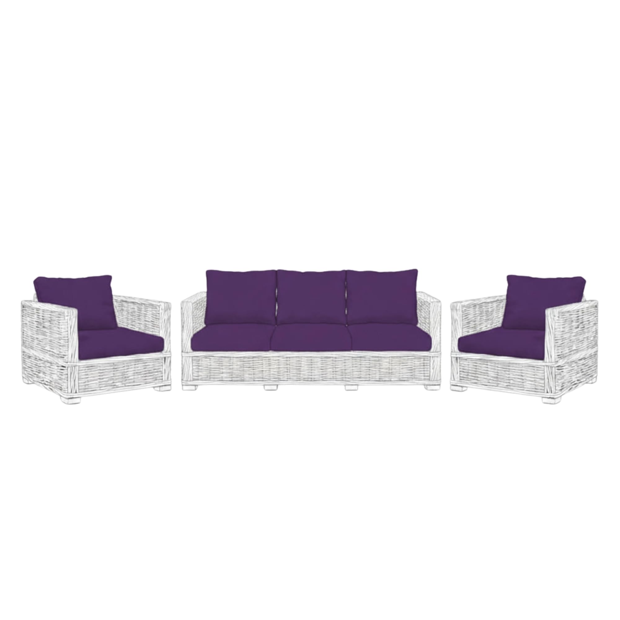 Kosiproducts Replacement Rattan Cushion Seat Cushions Garden Patio Furniture [Purple, 5 Seats + 5 Cushions] - Furntiure Not Included