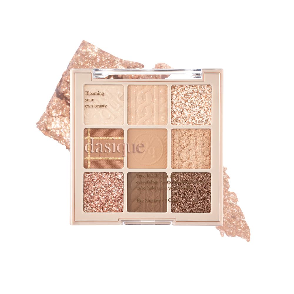dasique Shadow Palette #15 Beige Knit l Vegan, Cruelty Free l 9 blendable shades in matte and shimmering finishes with gorgeous pearls
