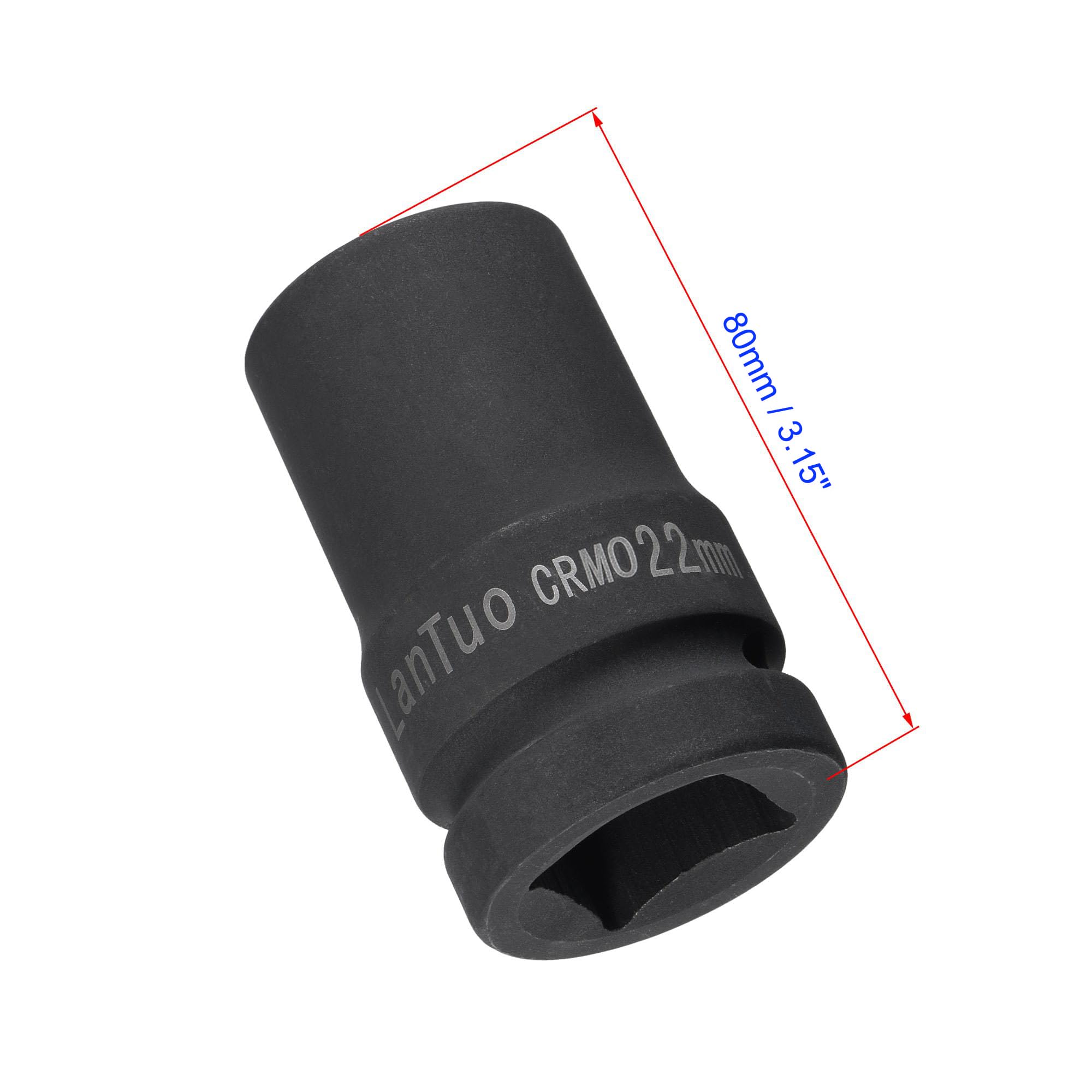 MACHSWON 1 Inch Drive - 22mm Deep Impact Socket with 6 Point Design, Heat-Treated Cr-V Steel 80mm Length, Metric Sizes - Image 2