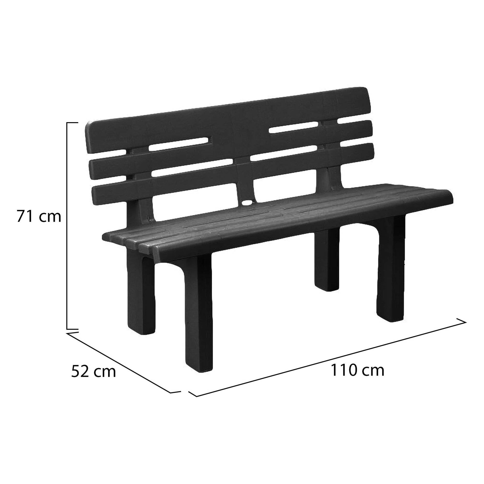Dmora - Panchina da esterno Marinella, Panca monoblocco da giardino, Panchina outdoor, 100% Made in Italy, 110x52h71 cm, Antracite