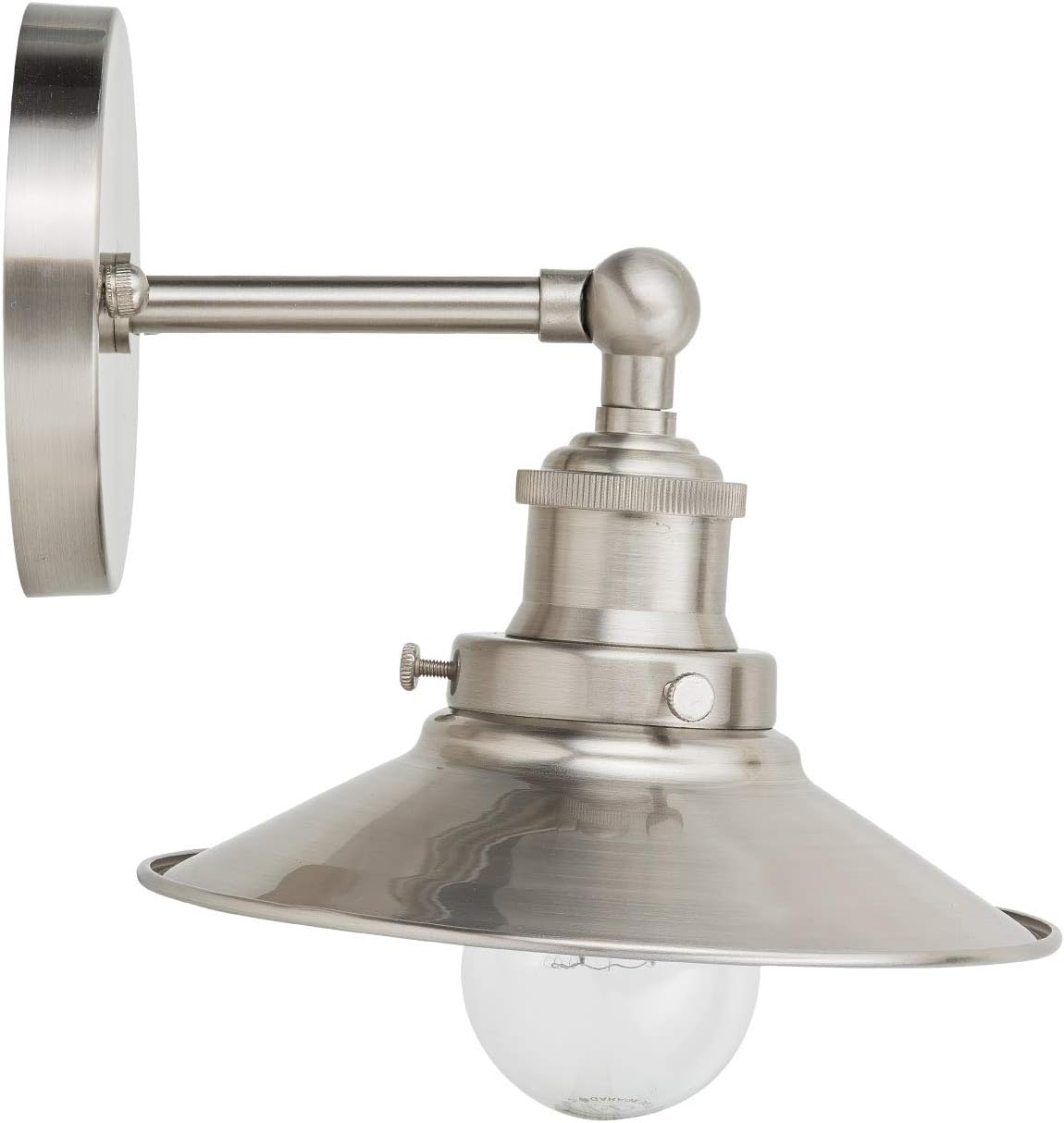 Linea di Liara Andante Brushed Nickel Wall Sconce Wall Lighting Fixture Farmhouse Industrial Bathroom Vanity Light Metal Wall Sconce Light Over Mirror and Over The Sink Kitchen Light, Bulb Included